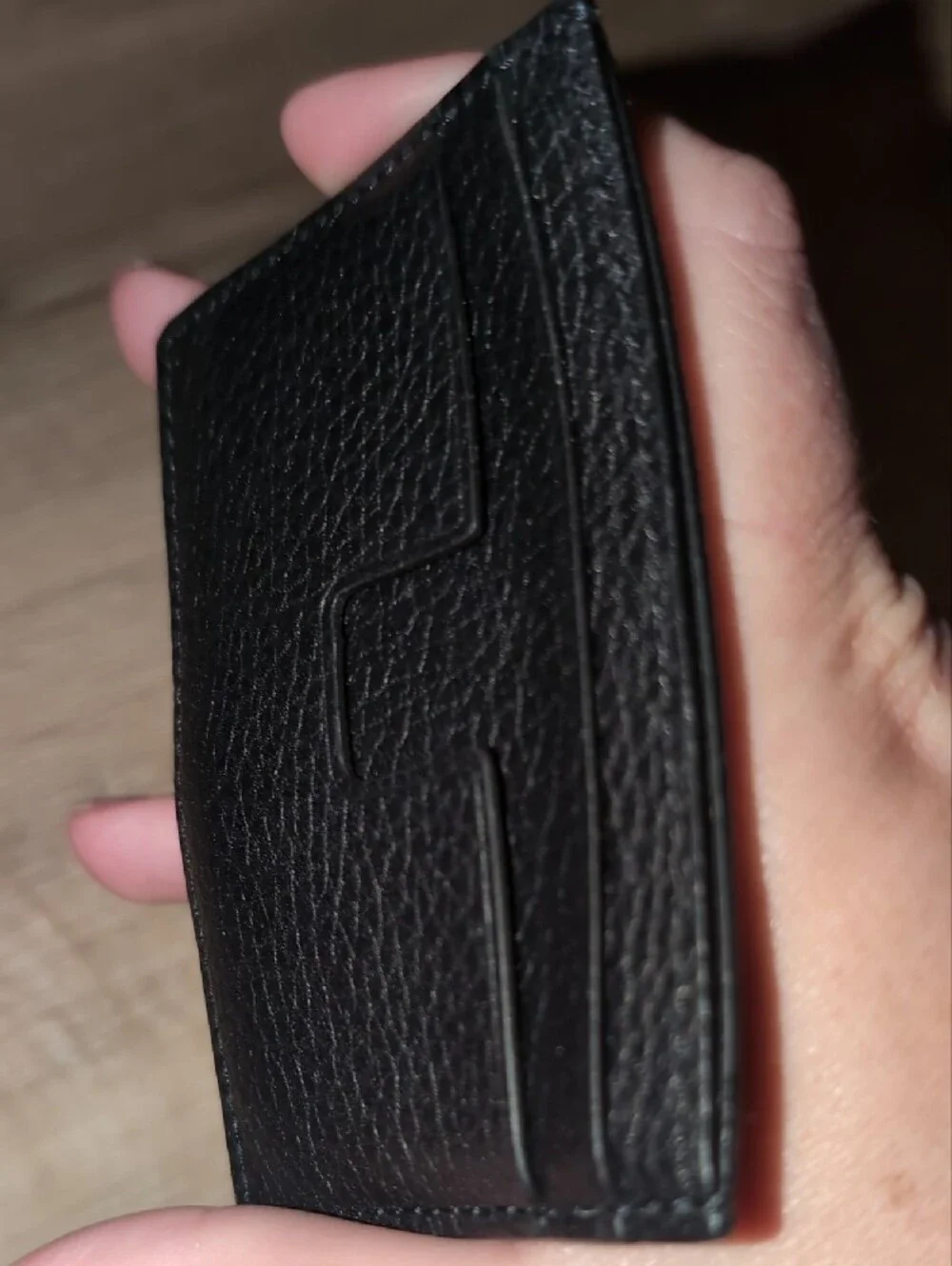 Tom Ford Black Pebbled Leather Slim Card Case